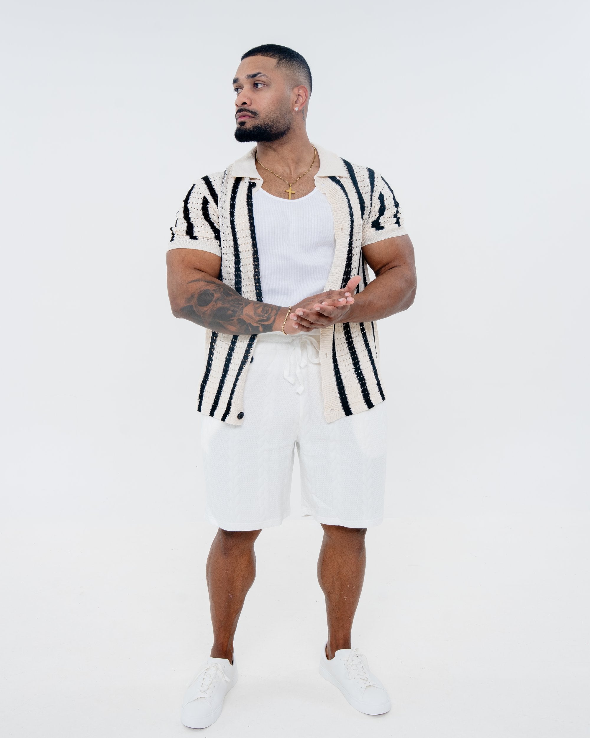 Havana Knit Shirt - Cream/Black